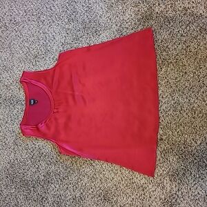 Eileen Fisher Stretch Silk Charmeuse Scoop Neck  Ruby Red Women's Tank Size XL